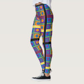 Abstract veelkleurig patroon met vierkanten en Sti Leggings (Links)