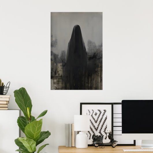 Abstract Veiled Person Gothic Art Printable Poster (Thuiskantoor)