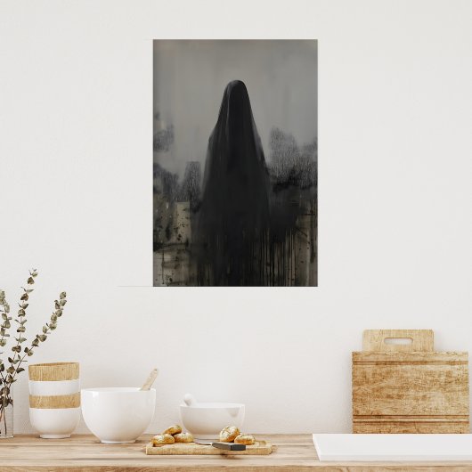 Abstract Veiled Person Gothic Art Printable Poster (Keuken)