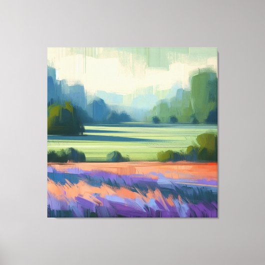 Abstract Veld met Groene Lucht, Minimalistische Ku Canvas Afdruk (Voorkant)