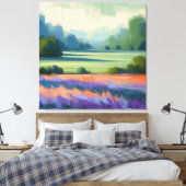 Abstract Veld met Groene Lucht, Minimalistische Ku Canvas Afdruk (Insitu (Slaapkamer))
