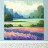 Abstract Veld met Groene Lucht, Minimalistische Ku Canvas Afdruk (Insitu (Houten vloer))