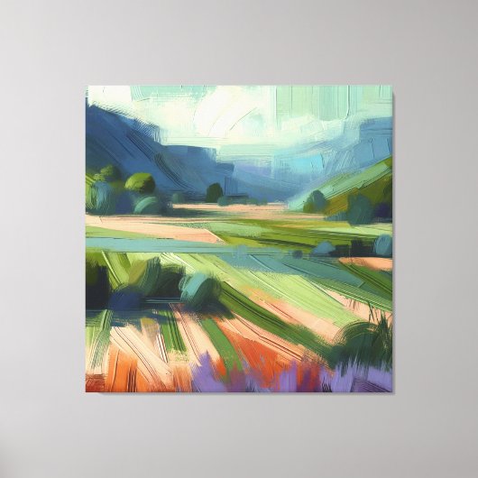 Abstract veld met groene lucht, roze tinten canvas afdruk (Voorkant)