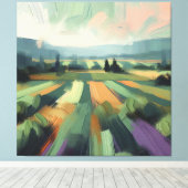 Abstract Veld met Sinaasappel, Groenen, Paarse, Ro Canvas Afdruk (Insitu (Houten vloer))