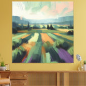 Abstract Veld met Sinaasappel, Groenen, Paarse, Ro Canvas Afdruk (Insitu (Woonkamer))