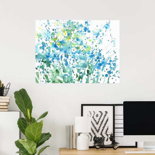 Abstract veld van bloemen poster (Thuiskantoor)