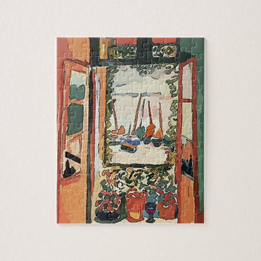 Abstract venster en wijnglas legpuzzel (Verticaal)