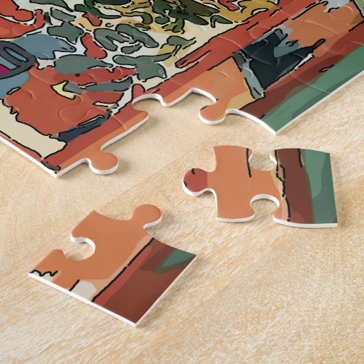 Abstract venster met wijnglas legpuzzel (Zijkant)