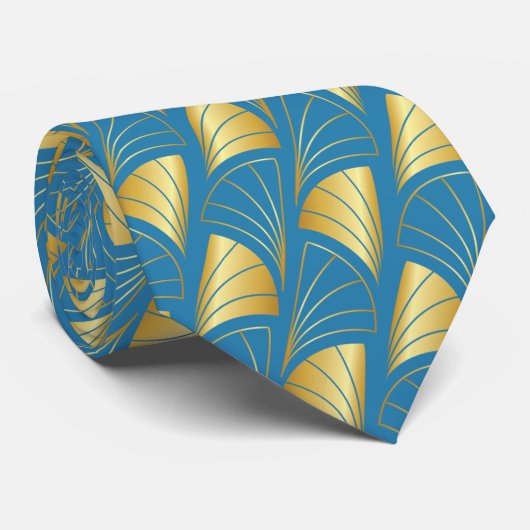 Abstract ventilatorverloop gouden vectorpatroon bl stropdas (Opgerold)