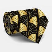 Abstract ventilatorverlooppatroon Gold Vector Blac Stropdas (Opgerold)