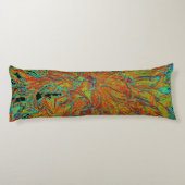 Abstract verbrand Sinaasappel en Green Dahlia Bloo Lichaamskussen (Achterkant)