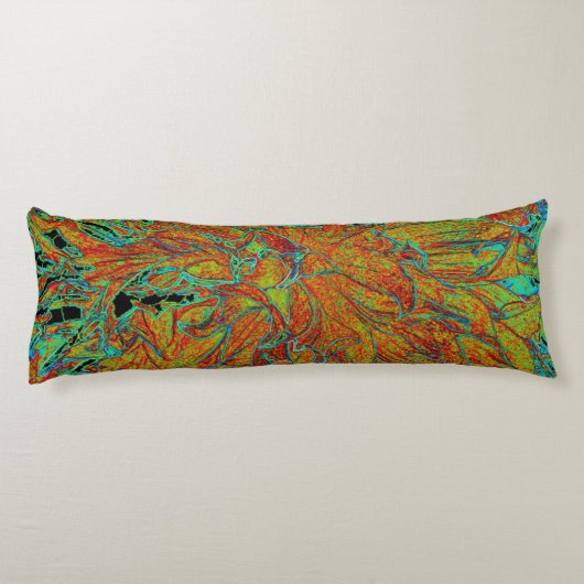 Abstract verbrand Sinaasappel en Green Dahlia Bloo Lichaamskussen (Achterkant)