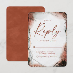 Abstract Verbrand Sinaasappel Herfst Trouwen RSVP  Kaartje