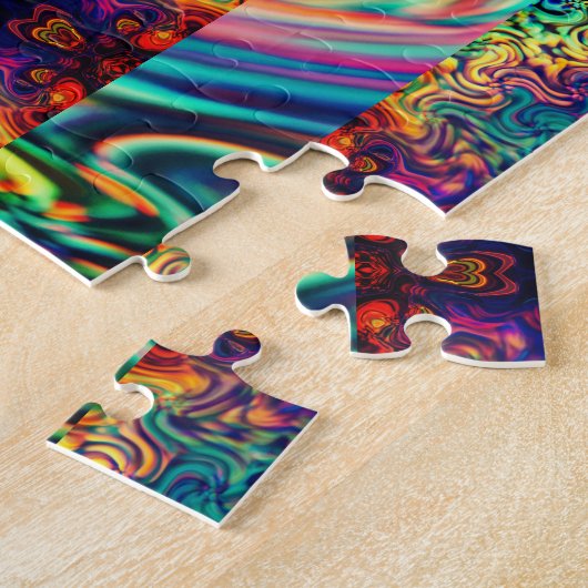 Abstract verdeeld Gelaagd Psychedelisch Kunstwerk Legpuzzel (Zijkant)