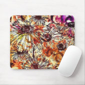 Abstract verfklodder zonnebloempatroon muismat (Met muis)
