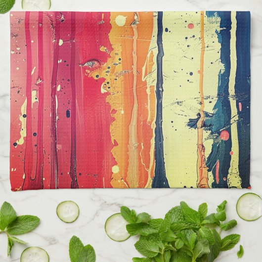 Abstract verfontwerp op keukenhanddoek (Gevouwen)