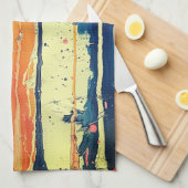 Abstract verfontwerp op keukenhanddoek (Quarter Fold)