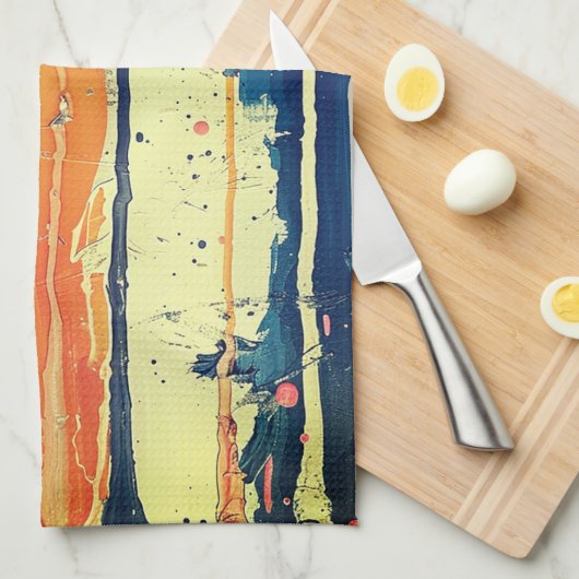 Abstract verfontwerp op keukenhanddoek (Quarter Fold)