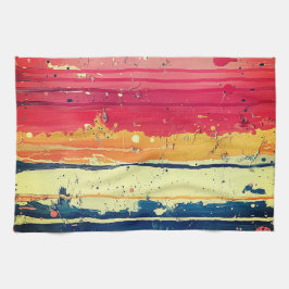 Abstract verfontwerp op keukenhanddoek