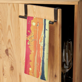 Abstract verfontwerp op keukenhanddoek