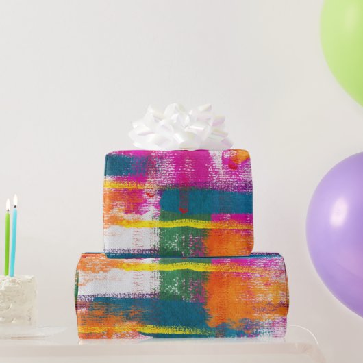 Abstract verfpatroon cadeaupapier (Feestgeschenken)