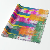 Abstract verfpatroon cadeaupapier (Uitgerold)