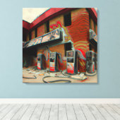 Abstract verlaten tankstation AI Art Canvas Afdruk (Insitu (Houten vloer))