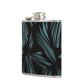 Abstract verschrompeld glazen blauw patroon heupfles (Links)