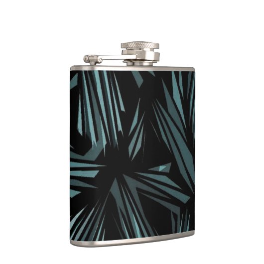 Abstract verschrompeld glazen blauw patroon heupfles (Rechts)