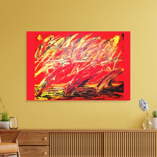 Abstract vertakt canvas Afdrukken "Vetvormig snoer (Insitu (Woonkamer))