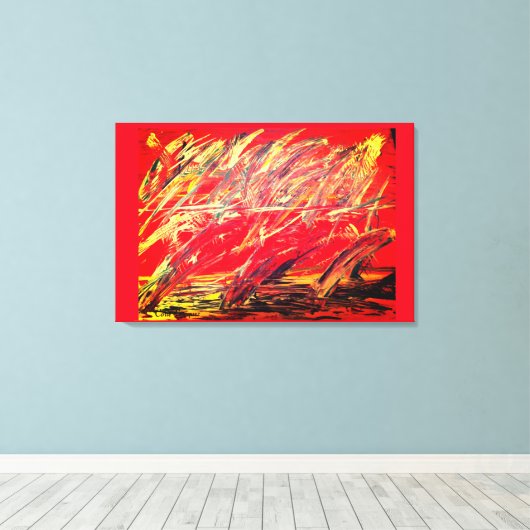 Abstract vertakt canvas Afdrukken "Vetvormig snoer (Insitu (Houten vloer))