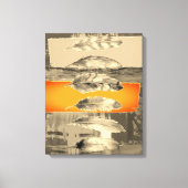 Abstract vervormd schilderwerk met bruine feathers canvas afdruk (Voorkant)