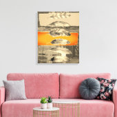 Abstract vervormd schilderwerk met bruine feathers canvas afdruk (Insitu (Woonkamer))