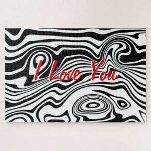 Abstract vervormde lijnen - Ik hou van jou - Voeg Legpuzzel