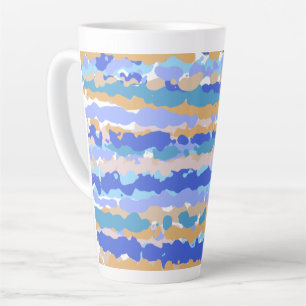 Abstract Vet Blauwgroen Blauw Oranje Caramel Latte Mok
