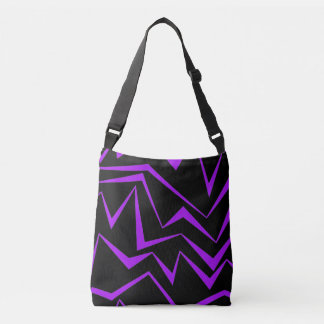 Abstract, vet, levendig geometrisch zigzagpatroon crossbody tas