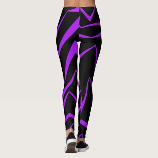 Abstract, vet, levendig geometrisch zigzagpatroon leggings (Achterkant)