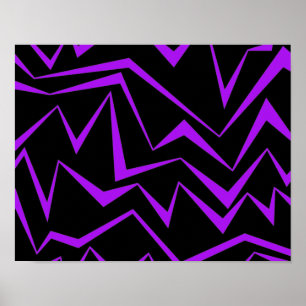 Abstract, vet, levendig geometrisch zigzagpatroon poster