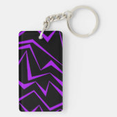 Abstract, vet, levendig geometrisch zigzagpatroon sleutelhanger (achterkant)