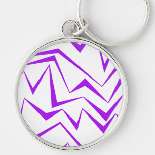 Abstract, vet, levendig geometrisch zigzagpatroon sleutelhanger
