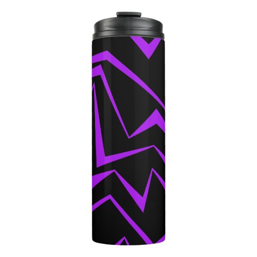 Abstract, vet, levendig geometrisch zigzagpatroon thermosbeker (Voorkant)