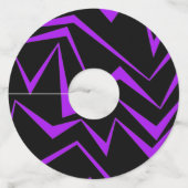Abstract, vet, levendig geometrisch zigzagpatroon wijnglaslabel (Voorkant)