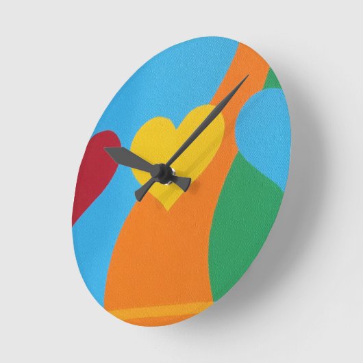 Abstract Vibrant Heart Shapes Round Clock Ronde Klok (Hoek)