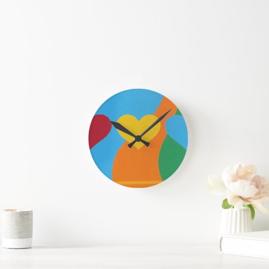 Abstract Vibrant Heart Shapes Round Clock Ronde Klok (Huis)