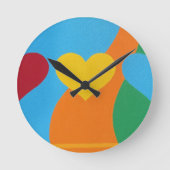 Abstract Vibrant Heart Shapes Round Clock Ronde Klok (Voorkant)