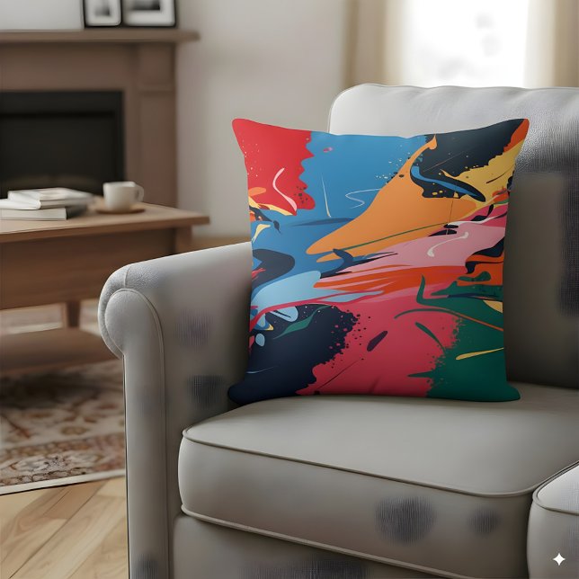 Abstract Vibrant Kleurrijk Kussen (Creator heeft geüpload)