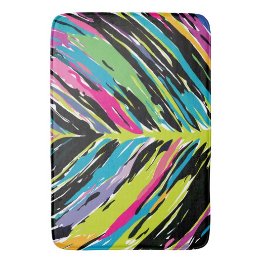 Abstract vibrant multicolor tropisch leder badmat (Voorkant Verticaal)