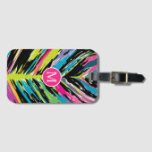 Abstract vibrant multicolor tropisch leder bagagelabel (Voorkant (horizontaal))