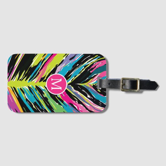 Abstract vibrant multicolor tropisch leder bagagelabel (Voorkant (horizontaal))