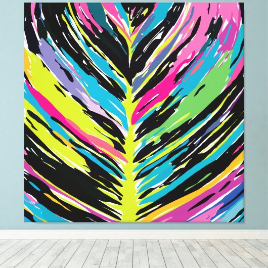 Abstract vibrant multicolor tropisch leder canvas afdruk (Insitu (Houten vloer))